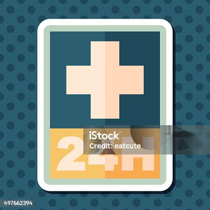 istock Hospitals 24 hours flat icon with long shadow 497662394