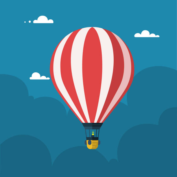Hot air balloon. Flat cartoon design. Vector illustration. balloon silhouettes stock illustrations