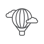 istock Hot air balloon line icon. Minimalist icon isolated on white background. Hot air balloon simple silhouette. 1155001136