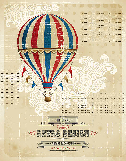 Hot Air Balloon Vintage Background Retro background.EPS 10 file contains transparencies. File is layered with global colors.High res jpeg included.More works like this linked below. hot air balloon stock illustrations