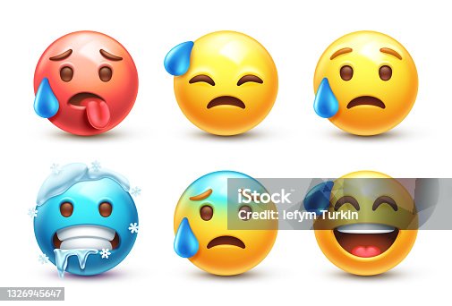 istock Hot and cold emoji set 1326945647