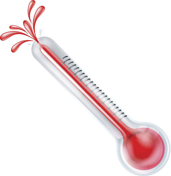 горячий разлетающихся термометр - exploding thermometer stock illustrations...