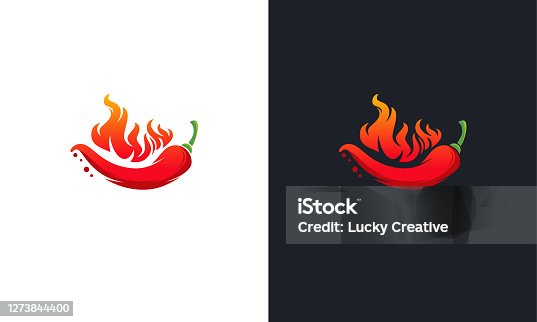 istock Hot Chili logo designs concept vector, Fire Chili logo symbol, Spice food symbol icon 1273844400