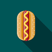 A flat design styled fast food icon with a long side shadow. Color swatches are global so it’s easy to edit and change the colors.