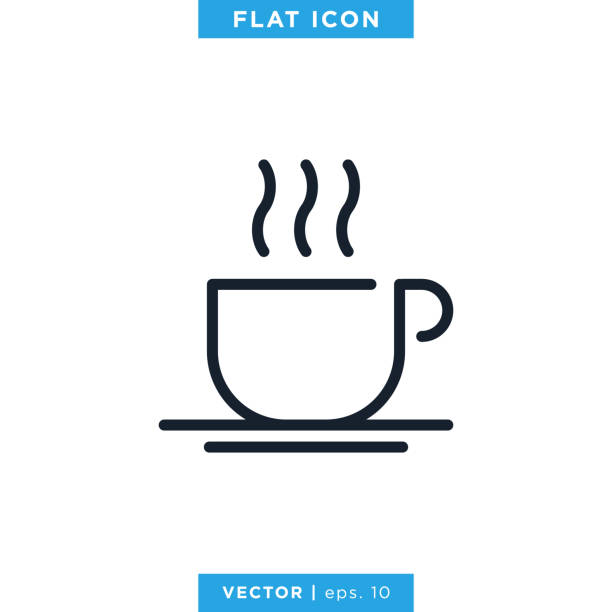 Hot Drink, Coffee Cup Icon Vector Stock Illustration Design Template. Hot Drink, Coffee Cup Icon Vector Stock Illustration Design Template. Editable Stroke. Vector eps 10. coffee break stock illustrations