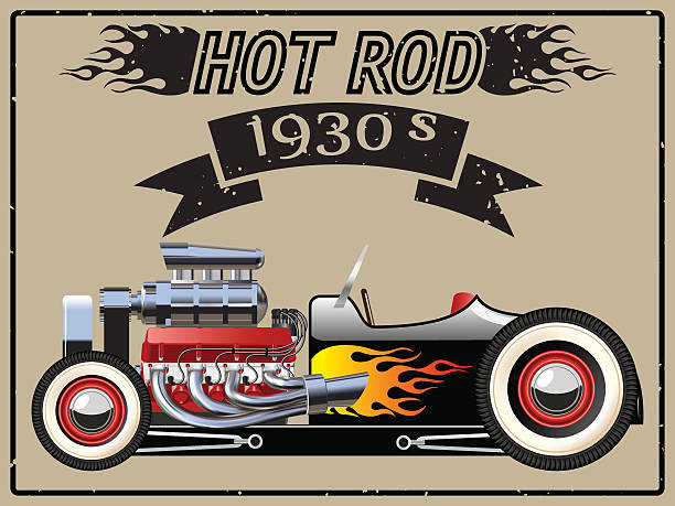 Hot rod car A vector illustration of a vintage hot rod.  hot wheels flames stock illustrations