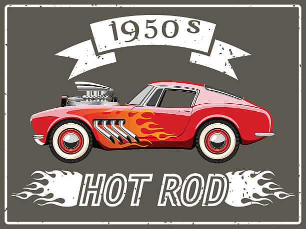 Hot rod car A vector illustration of a vintage hot rod. hot wheels flames stock illustrations