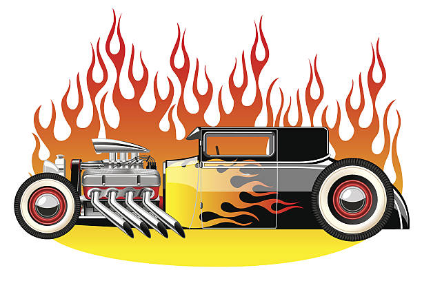 Hot rod A vector illustration of a vintage hot rod. Gradient mash hot wheels flames stock illustrations
