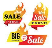 Vector illustration of the hot sale tags.