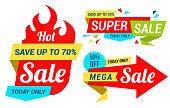 Vector illustration of the hot sale tags.