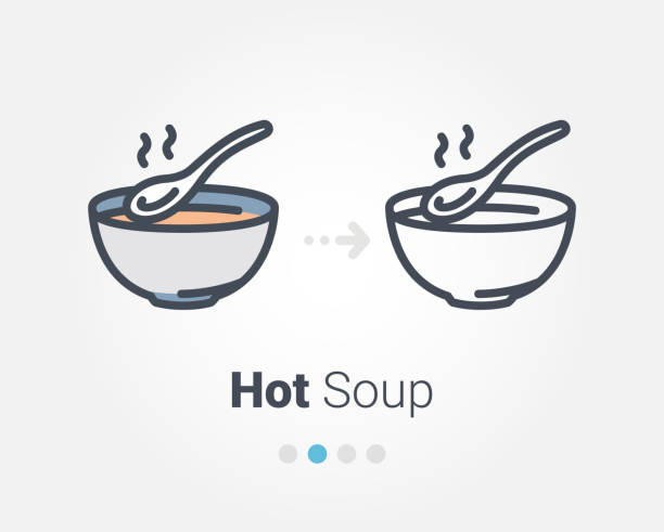 bildbanksillustrationer, clip art samt tecknat material och ikoner med varm soppa vektor symbol - soppa
