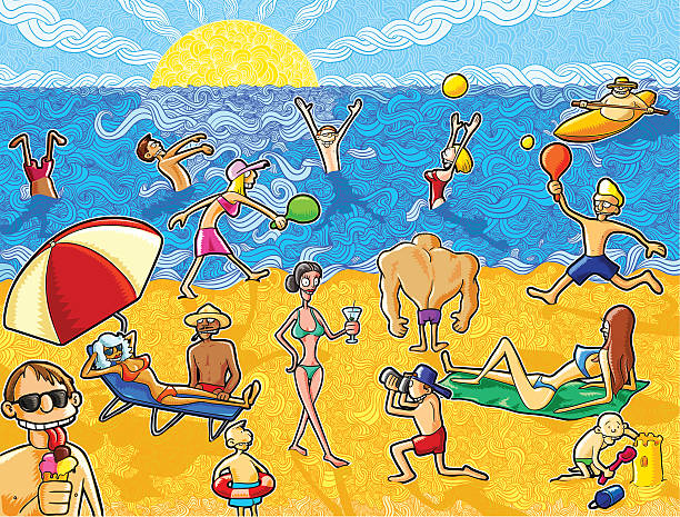 ilustrações, clipart, desenhos animados e ícones de dia quente de verão - beach tennis