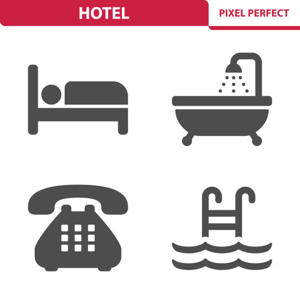 stockillustraties, clipart, cartoons en iconen met hotel pictogrammen - bed