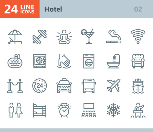 stockillustraties, clipart, cartoons en iconen met hotel - lijn vector iconen - smoke alarm
