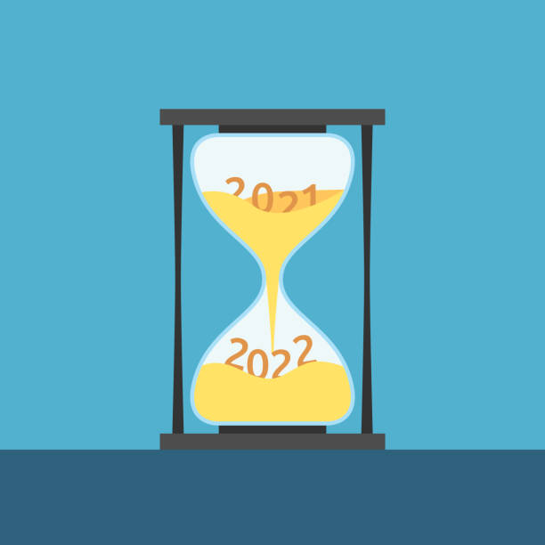 Hourglass, 2022, 2021 year vector art illustration