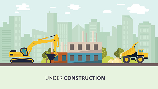 Download House Construction Vector Illustration Building Process On ...