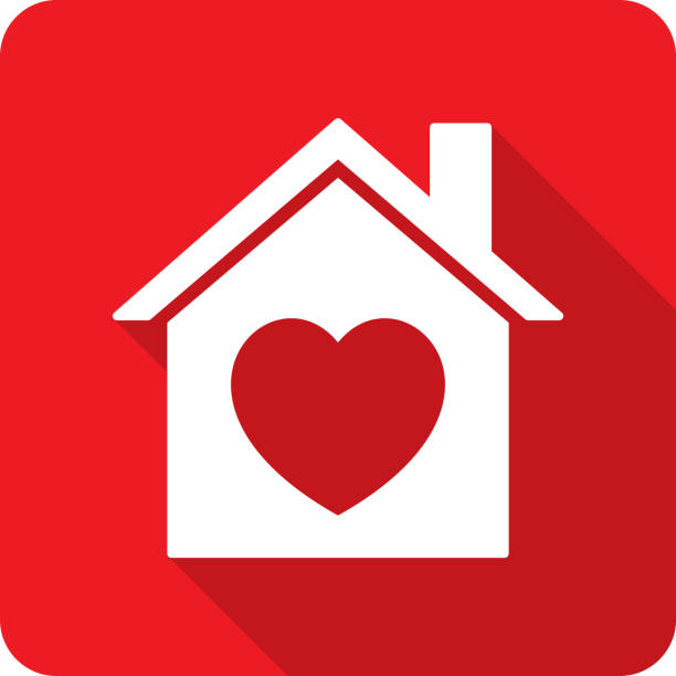 House Heart Icon Silhouette Vector illustration of a red house with heart icon in flat style. safe move stock illustrations