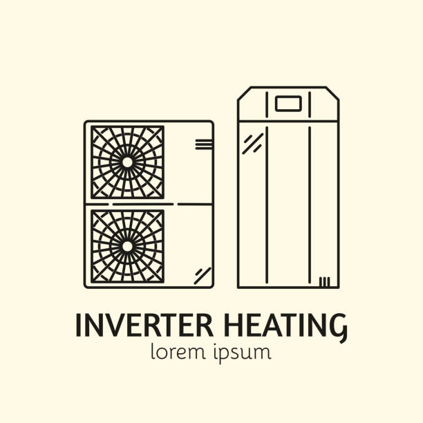 stockillustraties, clipart, cartoons en iconen met house heating logo template - warmtepomp
