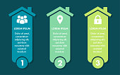 3 Color House Infographic on the Blue Background