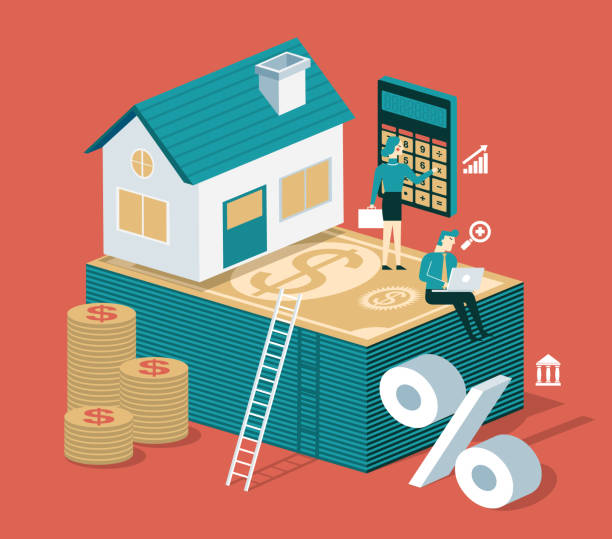 ilustrações, clipart, desenhos animados e ícones de empréstimo da casa ou investimento em dinheiro - imovel