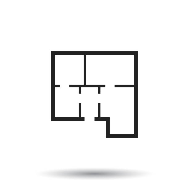 illustrations, cliparts, dessins animés et icônes de icône maison plan simple plat. illustration vectorielle sur fond blanc. - porte salle de bain