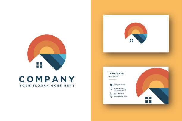 house property vector and business card template house property vector and business card template modern house stock illustrations