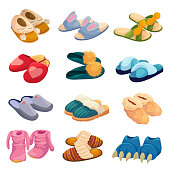 istock House slippers set, soft comfortable slip on shoe for home 1211971343