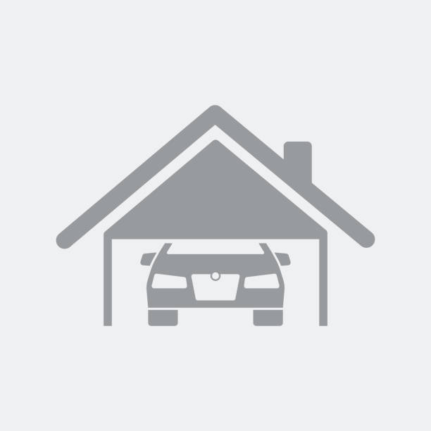 ilustrações de stock, clip art, desenhos animados e ícones de house with car garage - garagem abrindo