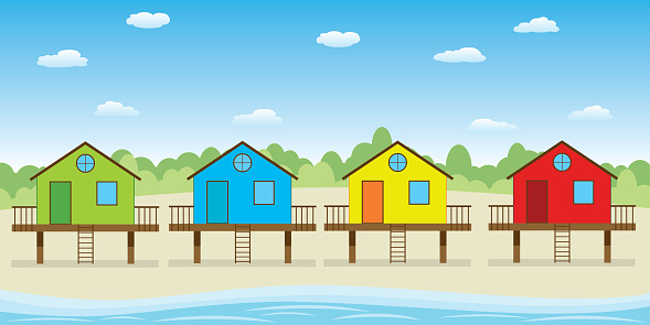 Houses On The Beach Stock Illustration Download Image
