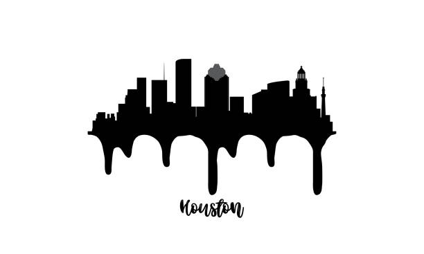 Houston Skyline Outline Silhouettes Stock Photos, Pictures & Royalty