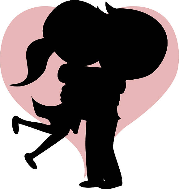 Hug collection Lovely kids are embracing (silhouette). cartoon of the family reunions stock illustrations