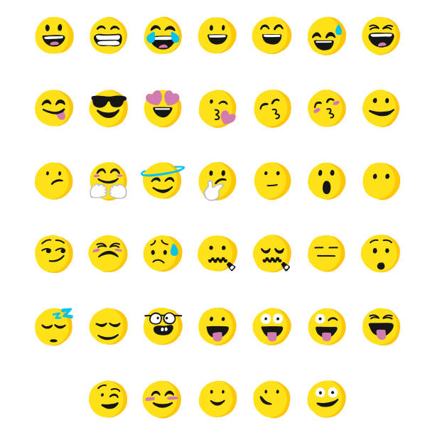Huge collection of cartoony and cute emoticons Vector illustration of a set of cartoony and cute emoticons winking stock illustrations