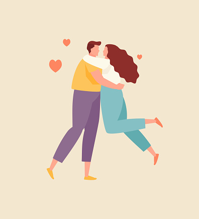 Hugging couple in love vector