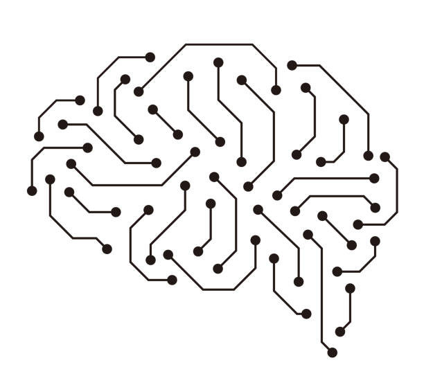 human brain and artificial intelligence concept human brain and artificial intelligence concept circuit board illustrations stock illustrations