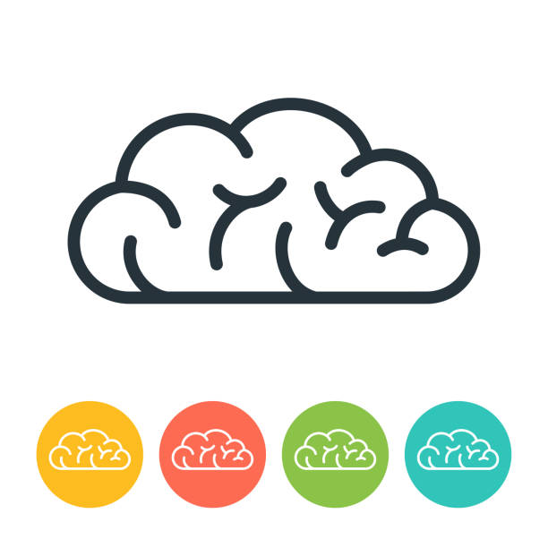 Human brain cloud icon - vector illustration