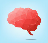 Vector illustration of a low poly design of the human brain.