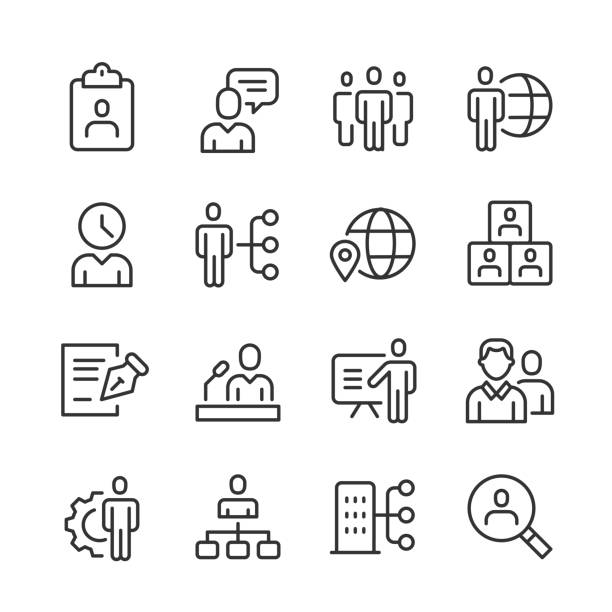 human capital icons — monoline serie - humankapital stock-grafiken, -clipart, -cartoons und -symbole