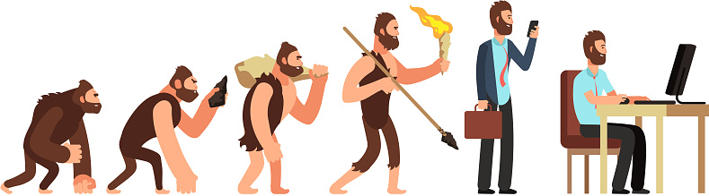 Human Evolution From Monkey To Businessman And Computer User Cartoon Vector  Characters Stock Illustration - Download Image Now - iStock