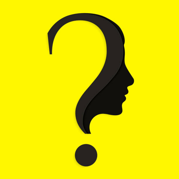 Human face with question mark. Education and innovation concept. Vector. Human face with question mark. Education and innovation concept. questioning face stock illustrations
