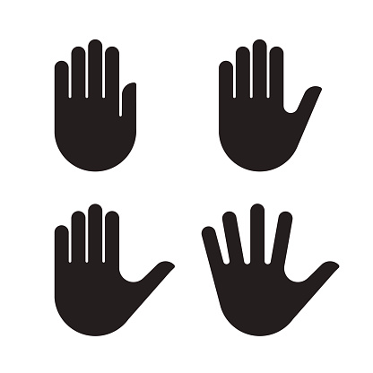 Human hand black silhouette icon set collection. Vector illustration.