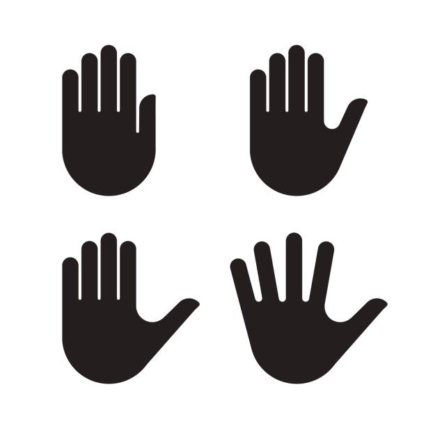 ilustrações de stock, clip art, desenhos animados e ícones de human hand black silhouette icon set collection - isolated hand