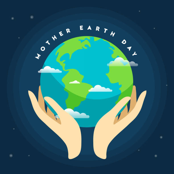 Human hands holding globe in space. Save our planet concept. Human hands holding globe in space. Save our planet concept. Earth day concept. Vector stock soil stock illustrations
