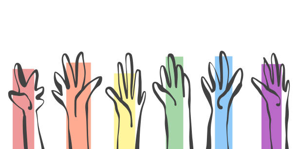 ludzkie ręce tęczowe flagi kolory - progress pride flag stock illustrations