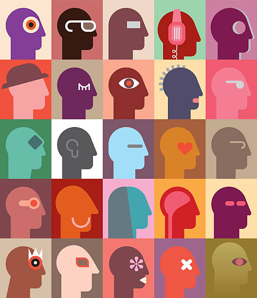 Human Heads People's Heads vector illustration. Can be used as seamless wallpaper. avatar backgrounds stock illustrations