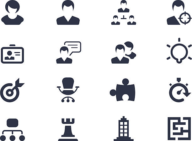 human resource und strategie icons - büromitarbeiter freisteller stock-grafiken, -clipart, -cartoons und -symbole