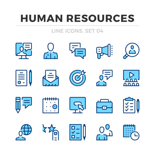 Human resources vector line icons set. Thin line design. Outline graphic elements, simple stroke symbols. Human resources icons Human resources vector line icons set. Thin line design. Outline graphic elements, simple stroke symbols. Human resources icons recruitment icons stock illustrations