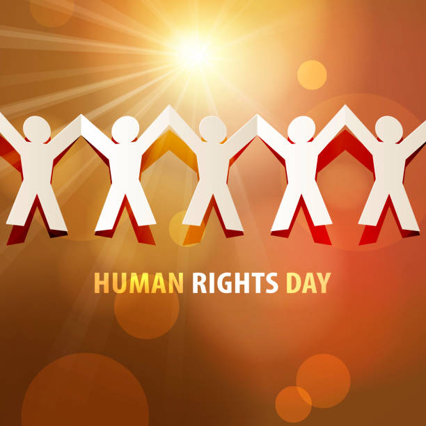 stockillustraties, clipart, cartoons en iconen met human rights day paper chain - focus un focus