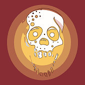 Vector illustration of a human head skull. Cut out design element for social media, online messaging, communications, medicine and healthcare, human emotions, ideas and concepts.