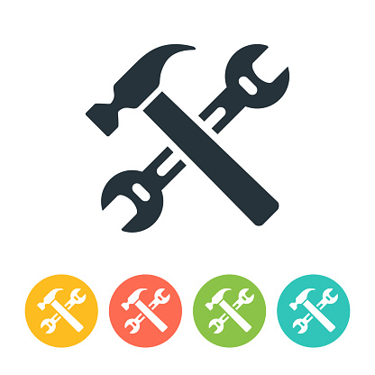 Hummer and Wrench Instrument Service Repair Icon