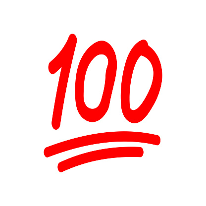 100 hundred emoticon vector icon. 100 emoji score sticker eps 10